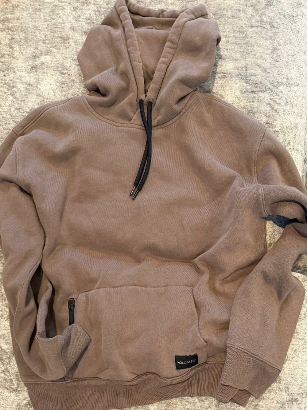 HOLLISTER - Taupe-brown cotton-blend pullover hoodie - SIZE S